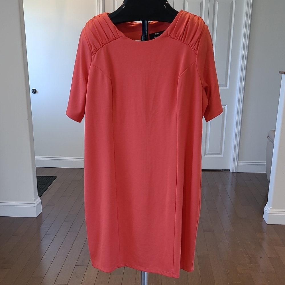 DENNIS BASSO Coral Short Sleeve Midi Dress Plus Size 1X